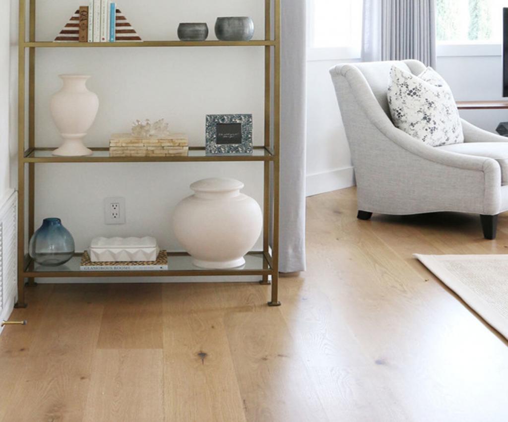 Natural oak boards with visible grain in a living room