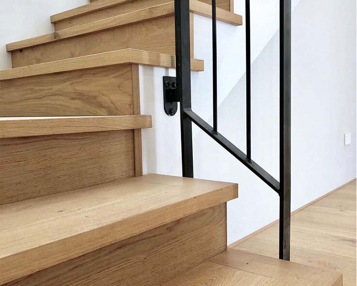 Engineered timber flooring and matching stair trims