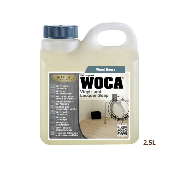 WOCA Lacquer Soap (2.5L)<p style="font-size: 18px;color:#dcb4aa;">Regular use timber cleaner<p>